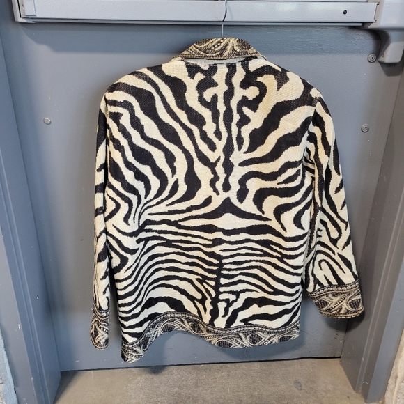 80s Painted Pony Womens large Zeebra Animal Tapestry Woven Jacket USA, Painted P - Picture 4 of 8